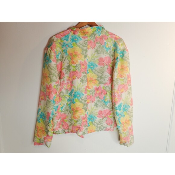 Sarah Taylor Collection Vintage 100% Silk Blouse Jacket Shrug Floral Size M - Picture 4 of 9